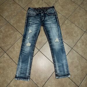 Rock Revival Faded Blue Slim straight Jeans 34x32